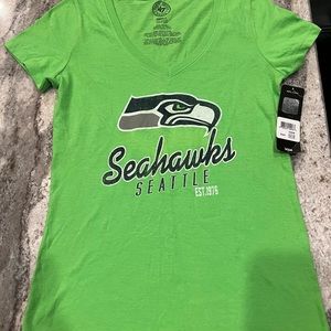 NEW WITH TAGS Seattle Seahawks fitted v-neck t-shirt size ladies Small.